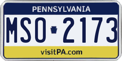 PA license plate MSO2173