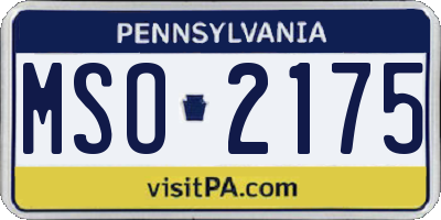 PA license plate MSO2175