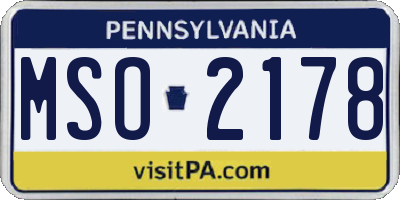 PA license plate MSO2178