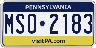 PA license plate MSO2183