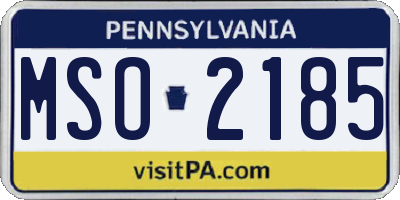 PA license plate MSO2185