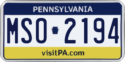 PA license plate MSO2194