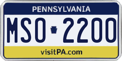 PA license plate MSO2200