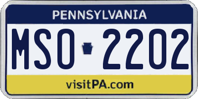 PA license plate MSO2202