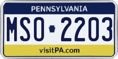 PA license plate MSO2203