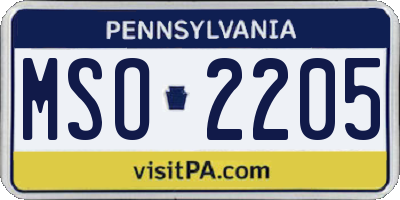 PA license plate MSO2205