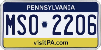 PA license plate MSO2206
