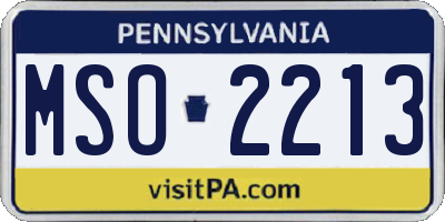 PA license plate MSO2213