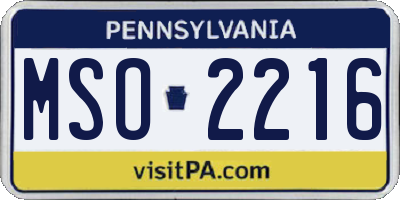 PA license plate MSO2216