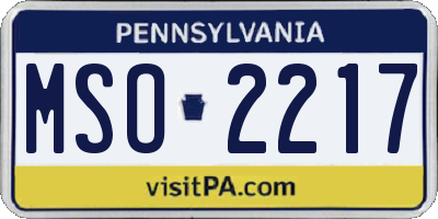 PA license plate MSO2217