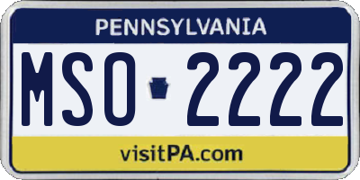 PA license plate MSO2222