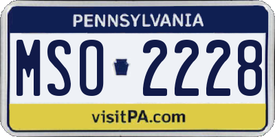 PA license plate MSO2228