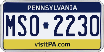 PA license plate MSO2230