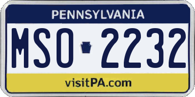 PA license plate MSO2232