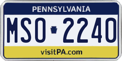 PA license plate MSO2240