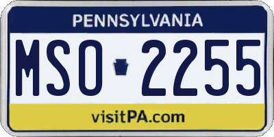 PA license plate MSO2255