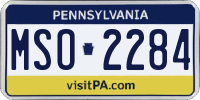 PA license plate MSO2284
