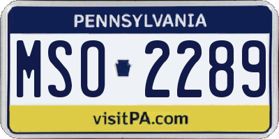PA license plate MSO2289