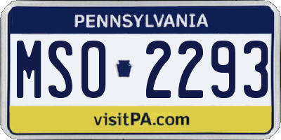 PA license plate MSO2293