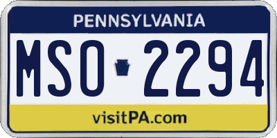PA license plate MSO2294