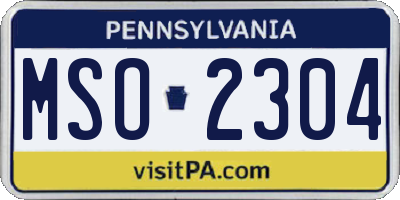 PA license plate MSO2304