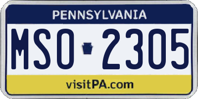PA license plate MSO2305
