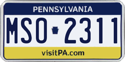 PA license plate MSO2311