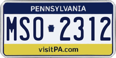 PA license plate MSO2312
