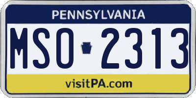 PA license plate MSO2313