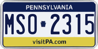 PA license plate MSO2315