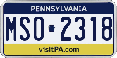 PA license plate MSO2318