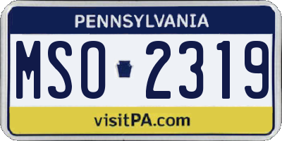 PA license plate MSO2319
