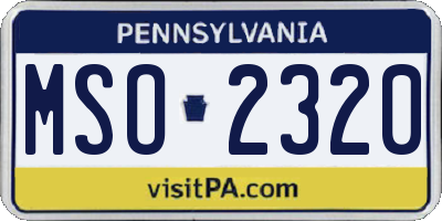 PA license plate MSO2320