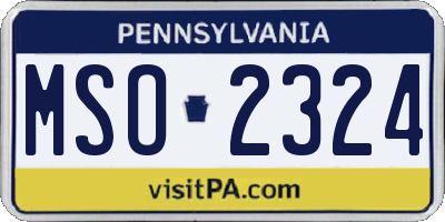 PA license plate MSO2324
