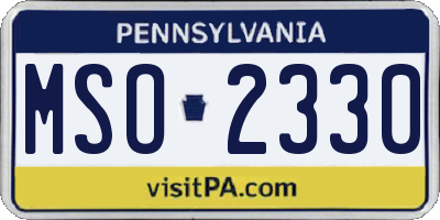 PA license plate MSO2330