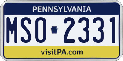 PA license plate MSO2331