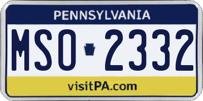 PA license plate MSO2332