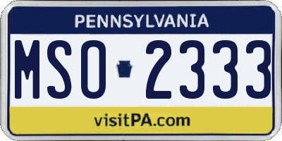 PA license plate MSO2333
