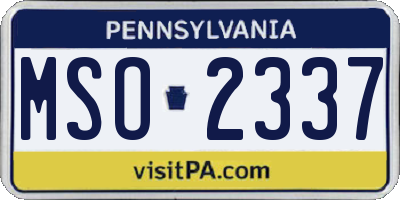 PA license plate MSO2337