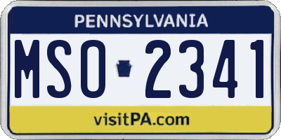PA license plate MSO2341