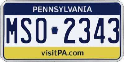 PA license plate MSO2343