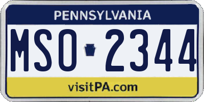 PA license plate MSO2344