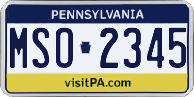 PA license plate MSO2345