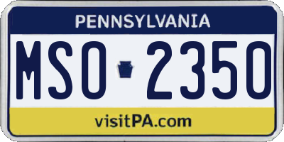 PA license plate MSO2350