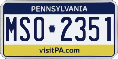 PA license plate MSO2351