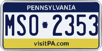 PA license plate MSO2353