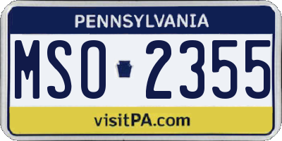 PA license plate MSO2355