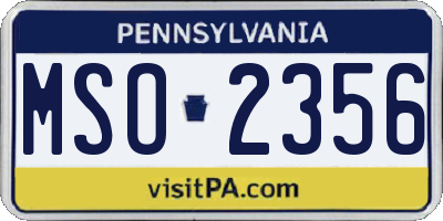 PA license plate MSO2356