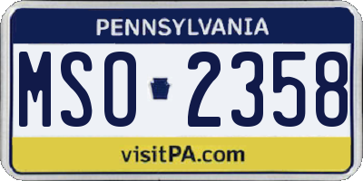 PA license plate MSO2358