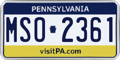 PA license plate MSO2361